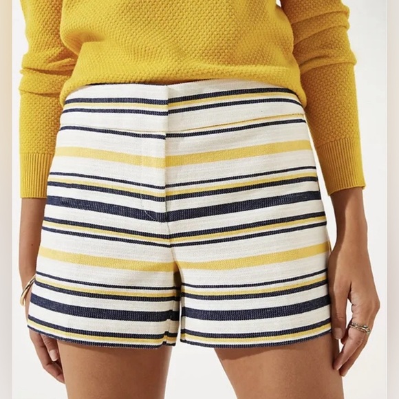 Ann Taylor LOFT Size 6 Striped Riviera Shorts with 4” Inseam Yellow EUC - Picture 1 of 4